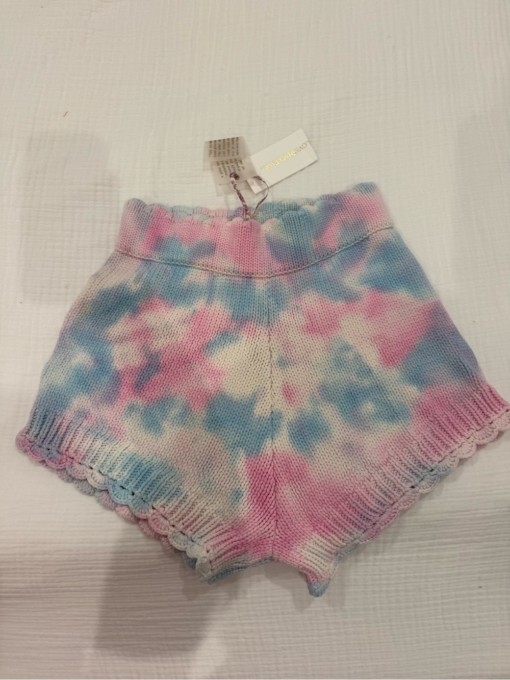 LoveShackFancy Pastel Tie-Dye Knit Shorts - Pink Blue Cream